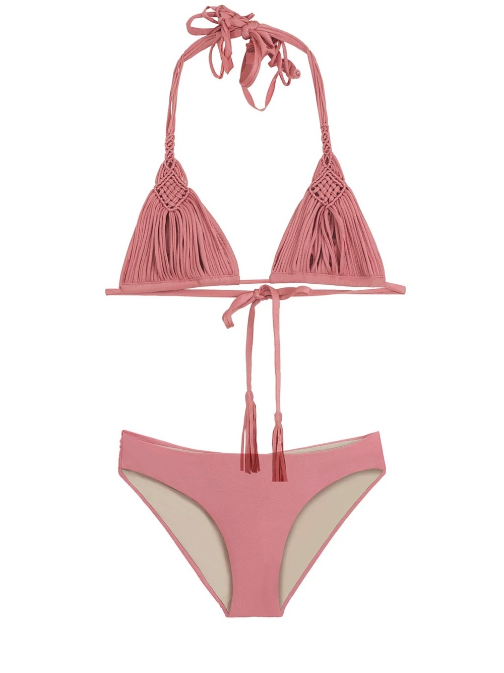 PQ Swim Macramé Fringe Bikini Set in Rose